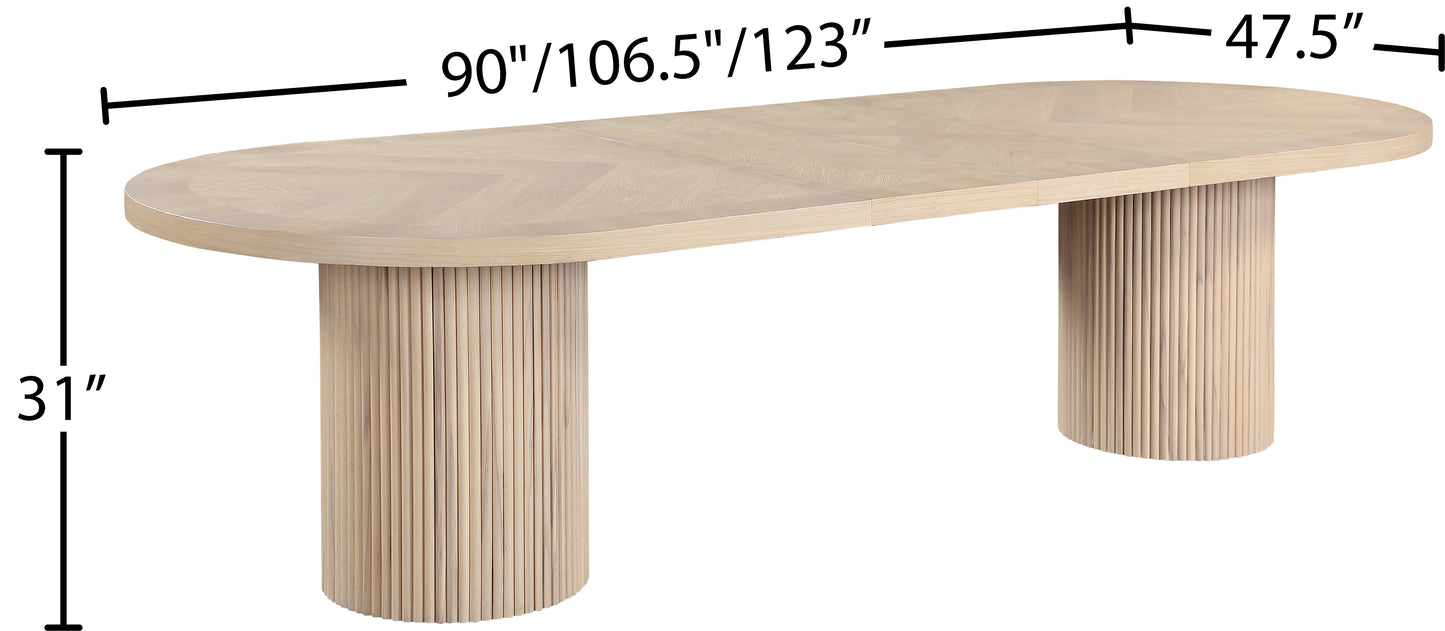 clarita natural white oak finish dining table (3 boxes) t