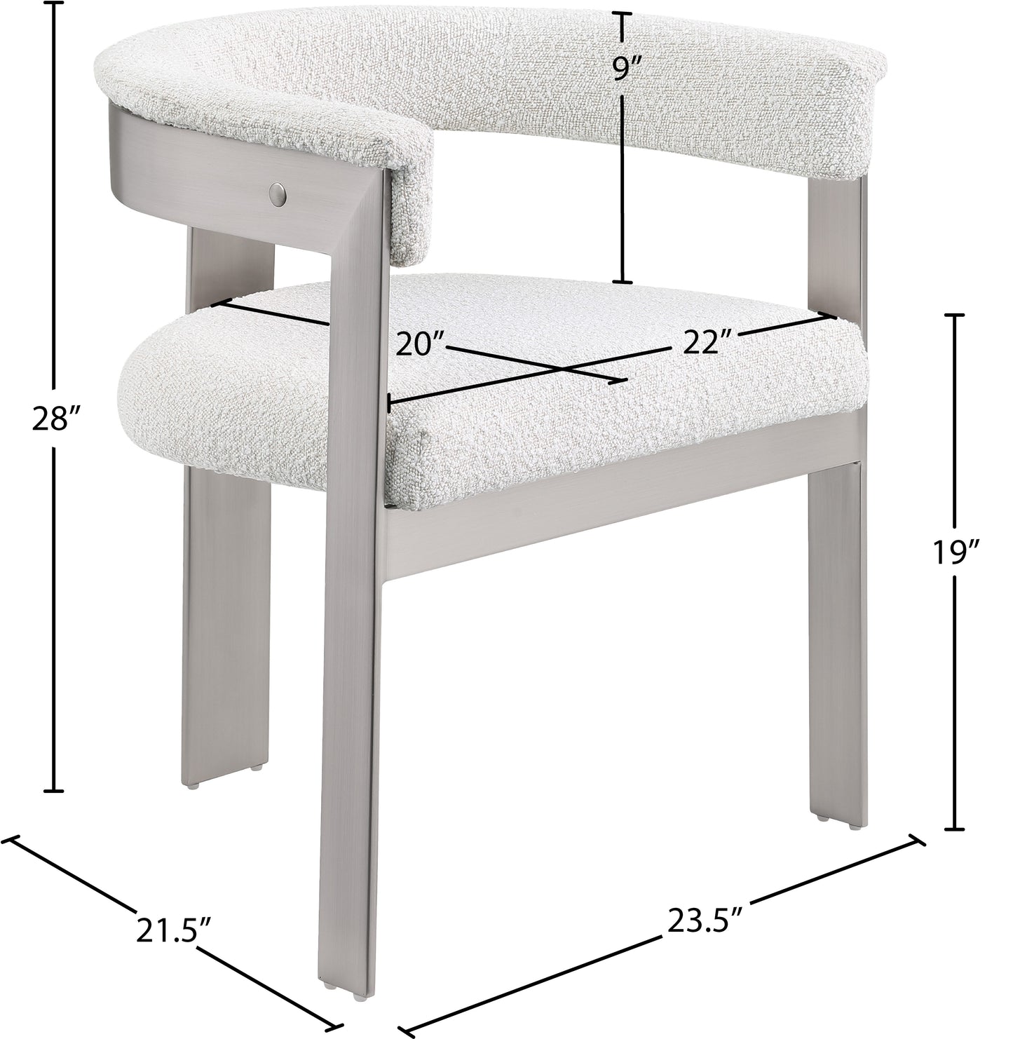 bubble cream boucle fabric dining chair