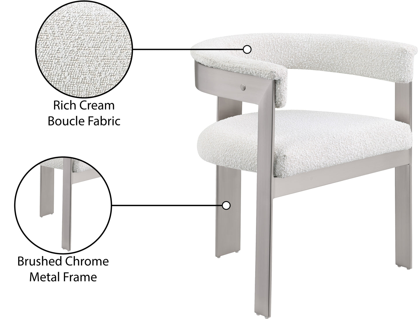 bubble cream boucle fabric dining chair