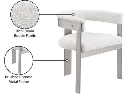 Bubble Cream Boucle Fabric Dining Chair