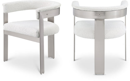 Bubble Cream Boucle Fabric Dining Chair