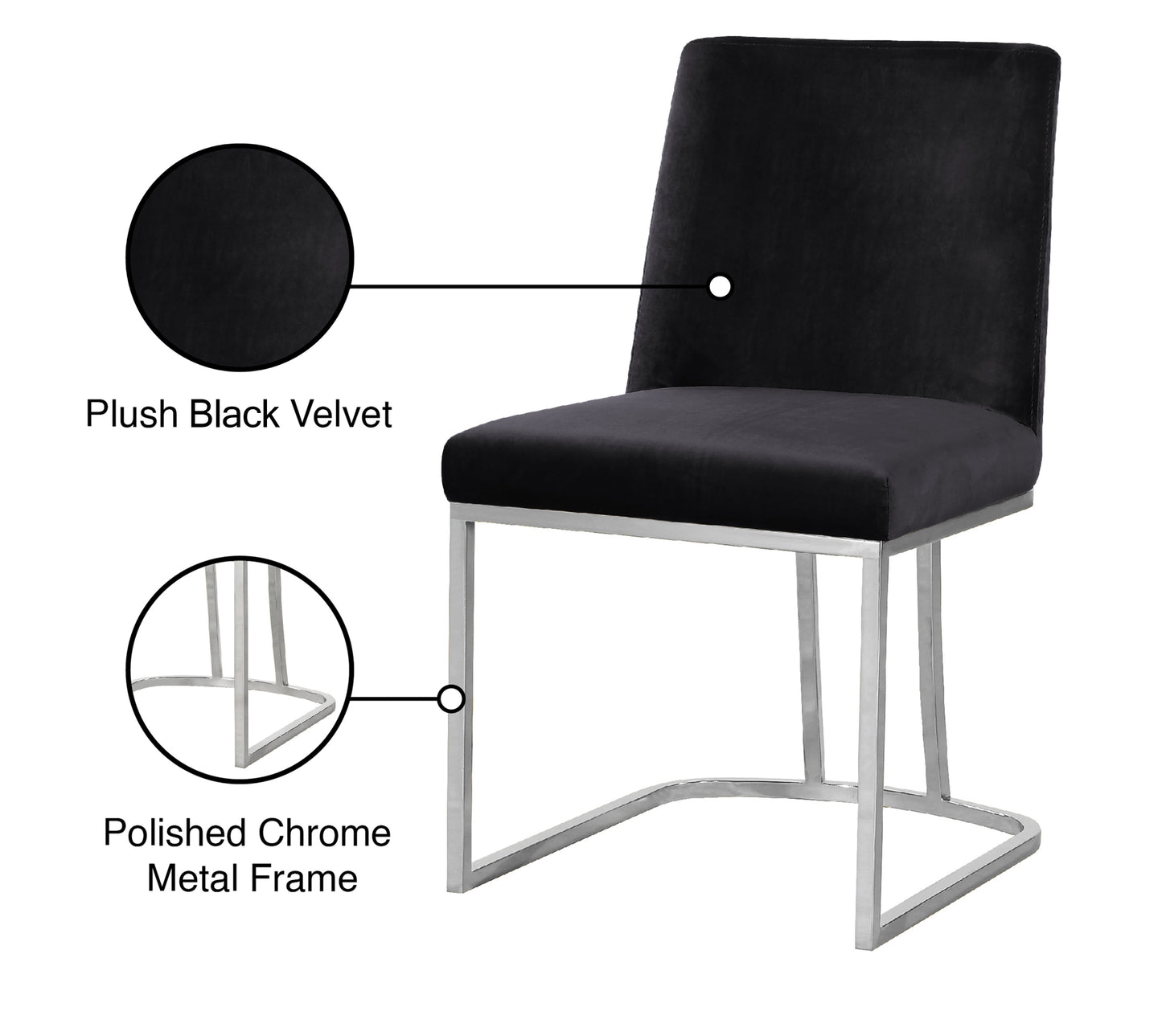 winnie black velvet dining chair