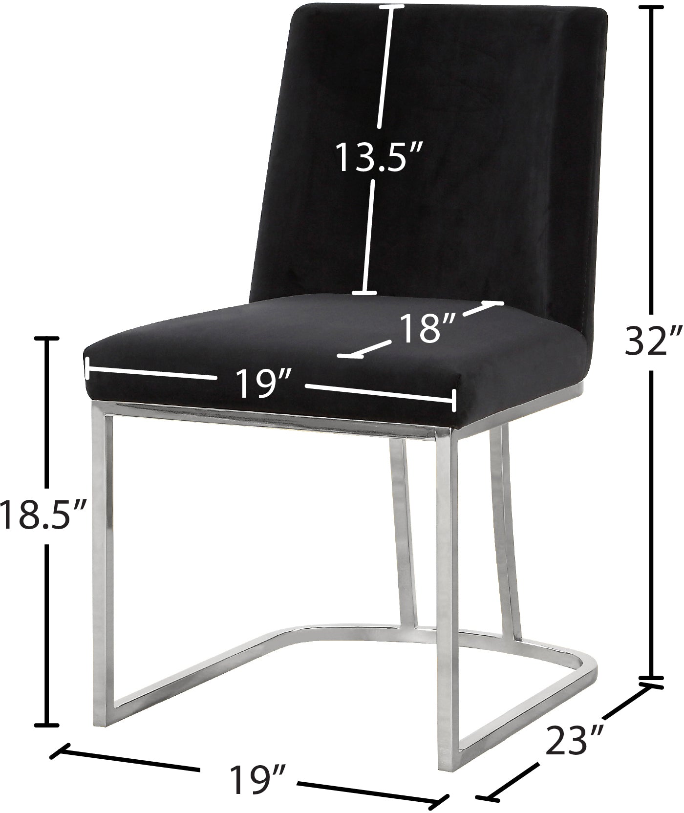 winnie black velvet dining chair