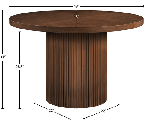 Willow 48" Brown Solid Wood and Oak Veneer Dining Table, 1 Piece