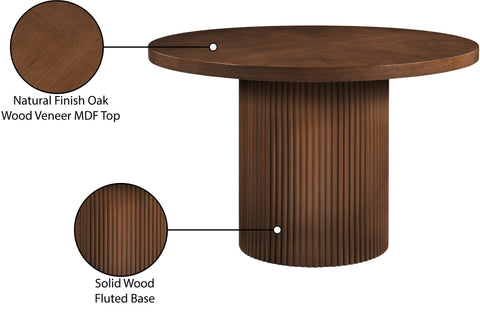 Willow 48" Brown Solid Wood and Oak Veneer Dining Table, 1 Piece