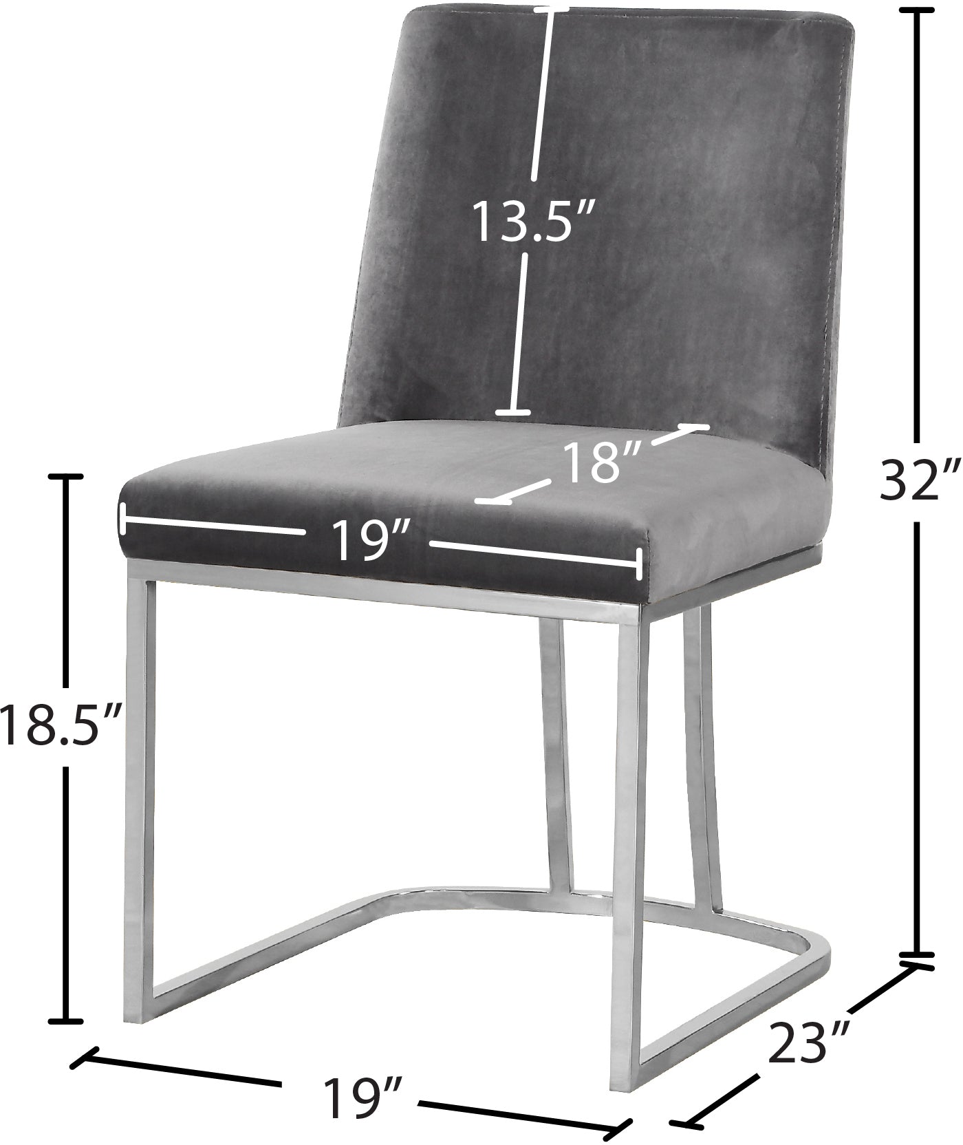 calvin grey velvet dining chair c