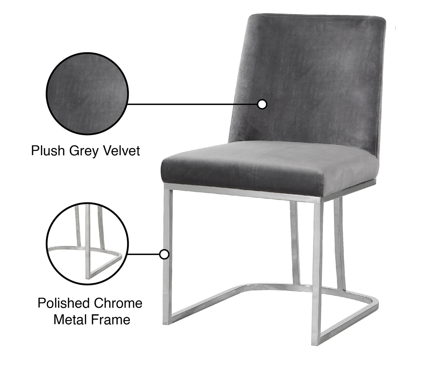 winnie grey velvet dining chair