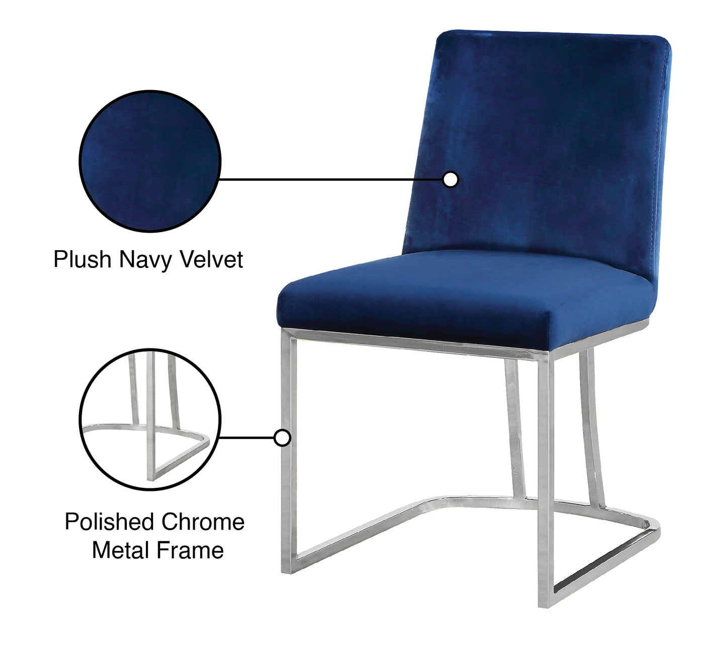 winnie navy velvet dining chair