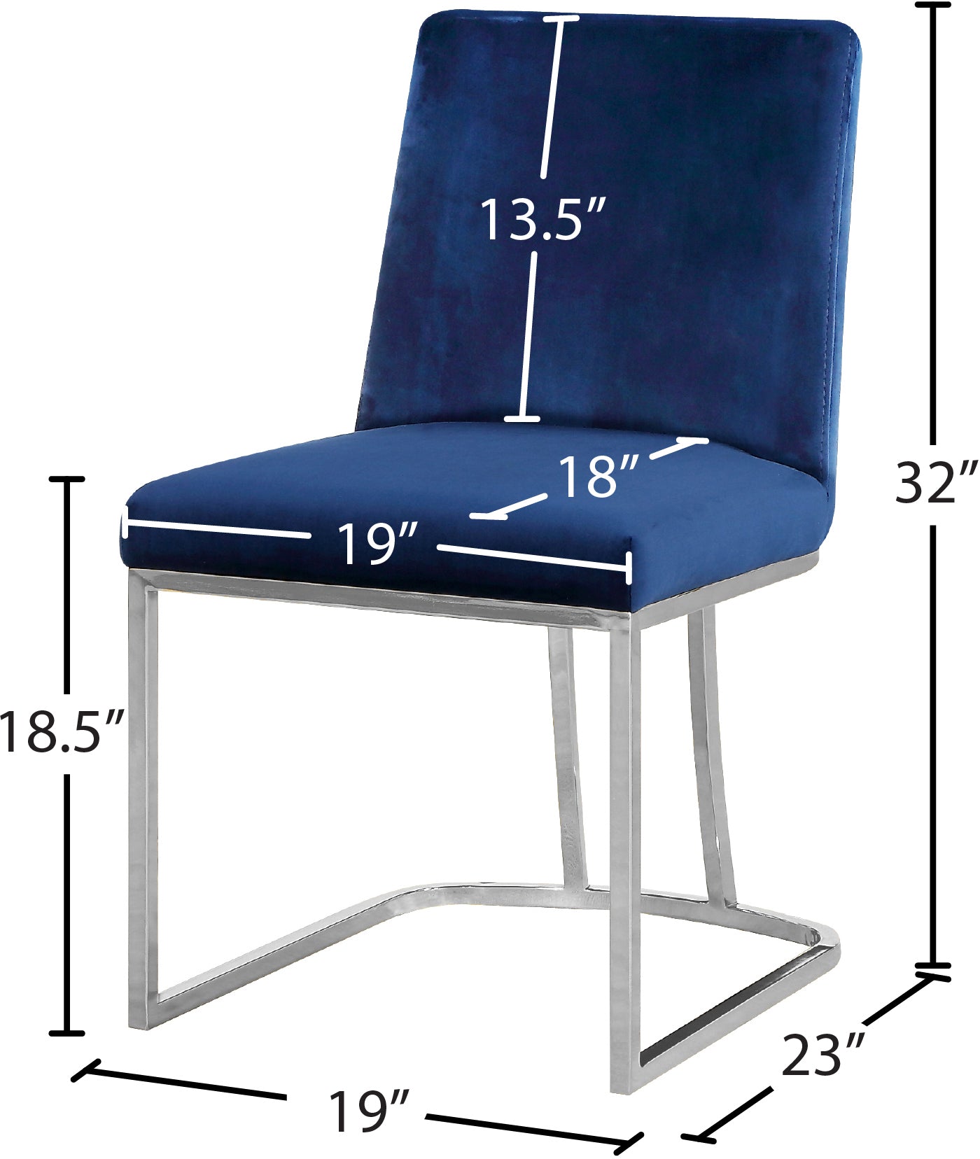 winnie navy velvet dining chair