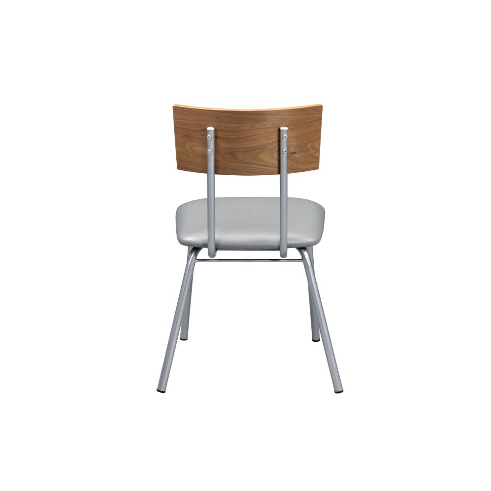 garrison side chair (set-2), gray synthetic leather, oak & silver finish