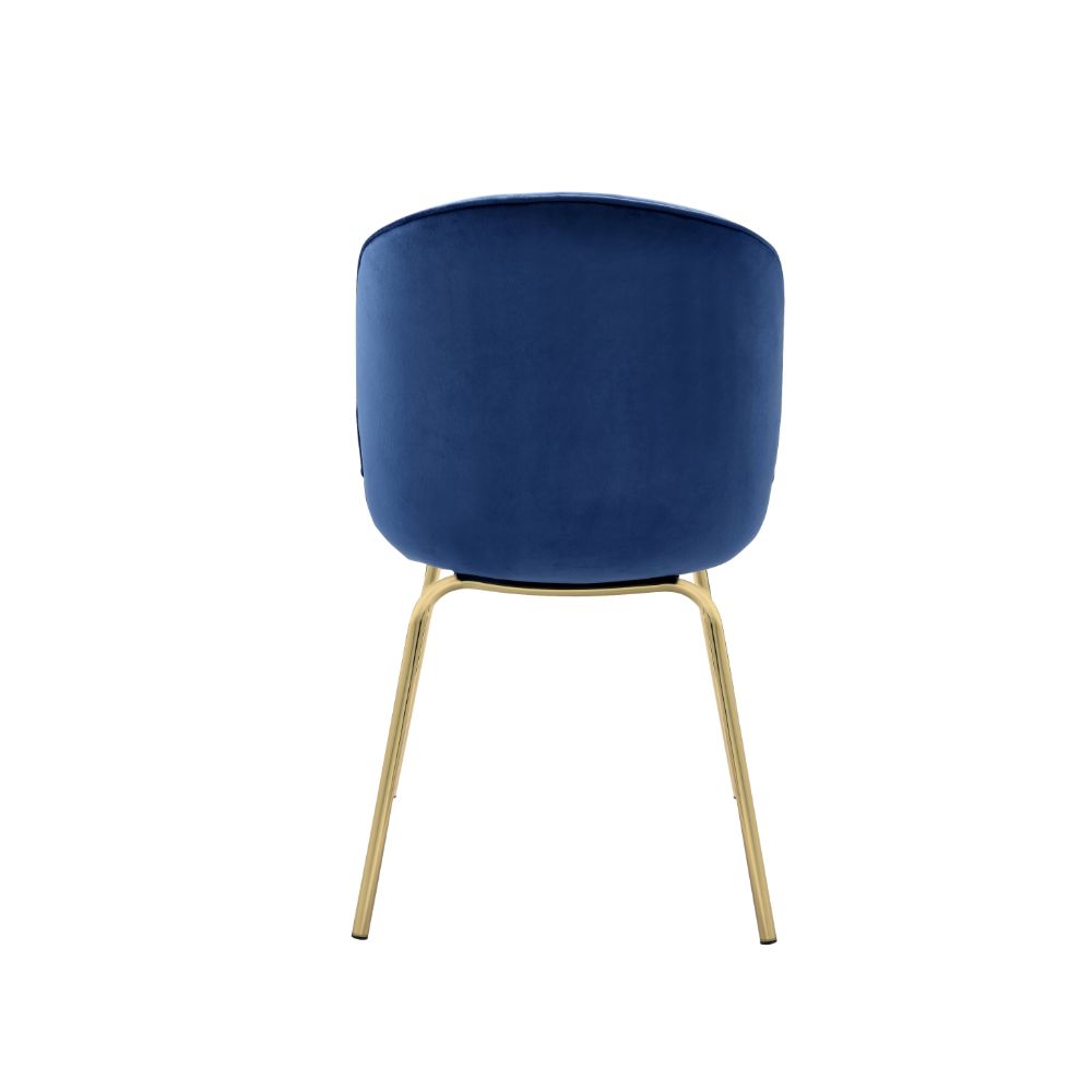 gattaca side chair (set-2), blue velvet & gold finish