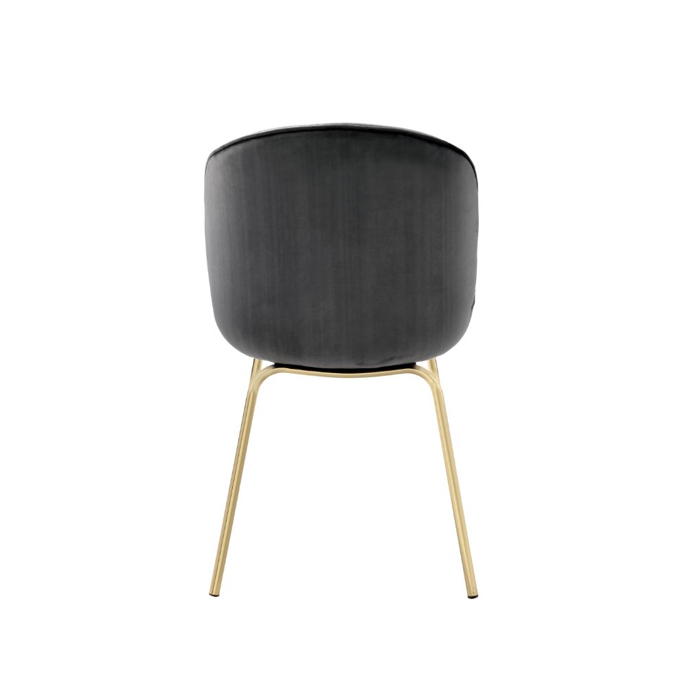 gattaca side chair (set-2), gray velvet & gold finish