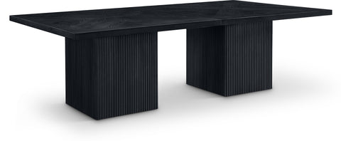 Willow 108" Black Solid Wood and Oak Veneer Dining Table, 1 Piece