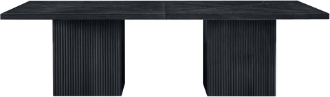 Willow 108" Black Solid Wood and Oak Veneer Dining Table, 1 Piece