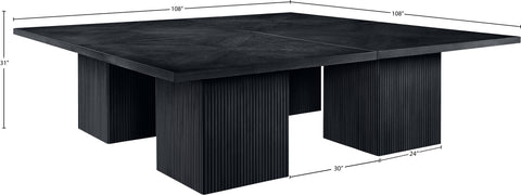 Willow 108" Black Solid Wood and Oak Veneer Dining Table, 1 Piece (Style 2)
