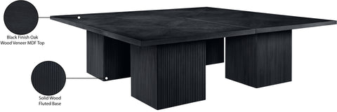 Willow 108" Black Solid Wood and Oak Veneer Dining Table, 1 Piece (Style 2)