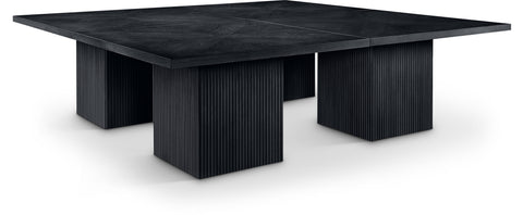 Willow 108" Black Solid Wood and Oak Veneer Dining Table, 1 Piece (Style 2)