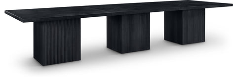 Willow 162" Black Solid Wood and Oak Veneer Dining Table, 1 Piece