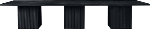 Willow 162" Black Solid Wood and Oak Veneer Dining Table, 1 Piece