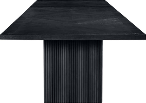 Willow 162" Black Solid Wood and Oak Veneer Dining Table, 1 Piece