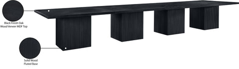 Willow 216" Black Solid Wood and Oak Veneer Dining Table, 1 Piece