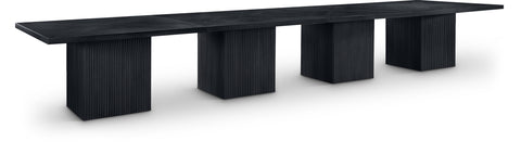 Willow 216" Black Solid Wood and Oak Veneer Dining Table, 1 Piece