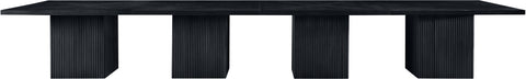 Willow 216" Black Solid Wood and Oak Veneer Dining Table, 1 Piece