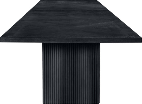Willow 216" Black Solid Wood and Oak Veneer Dining Table, 1 Piece