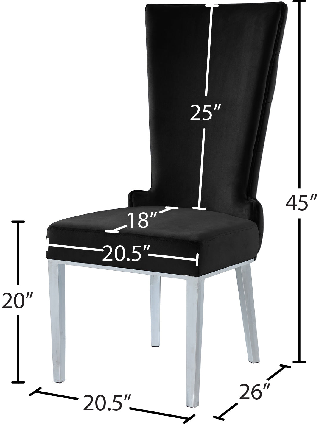 roy black velvet dining chair c