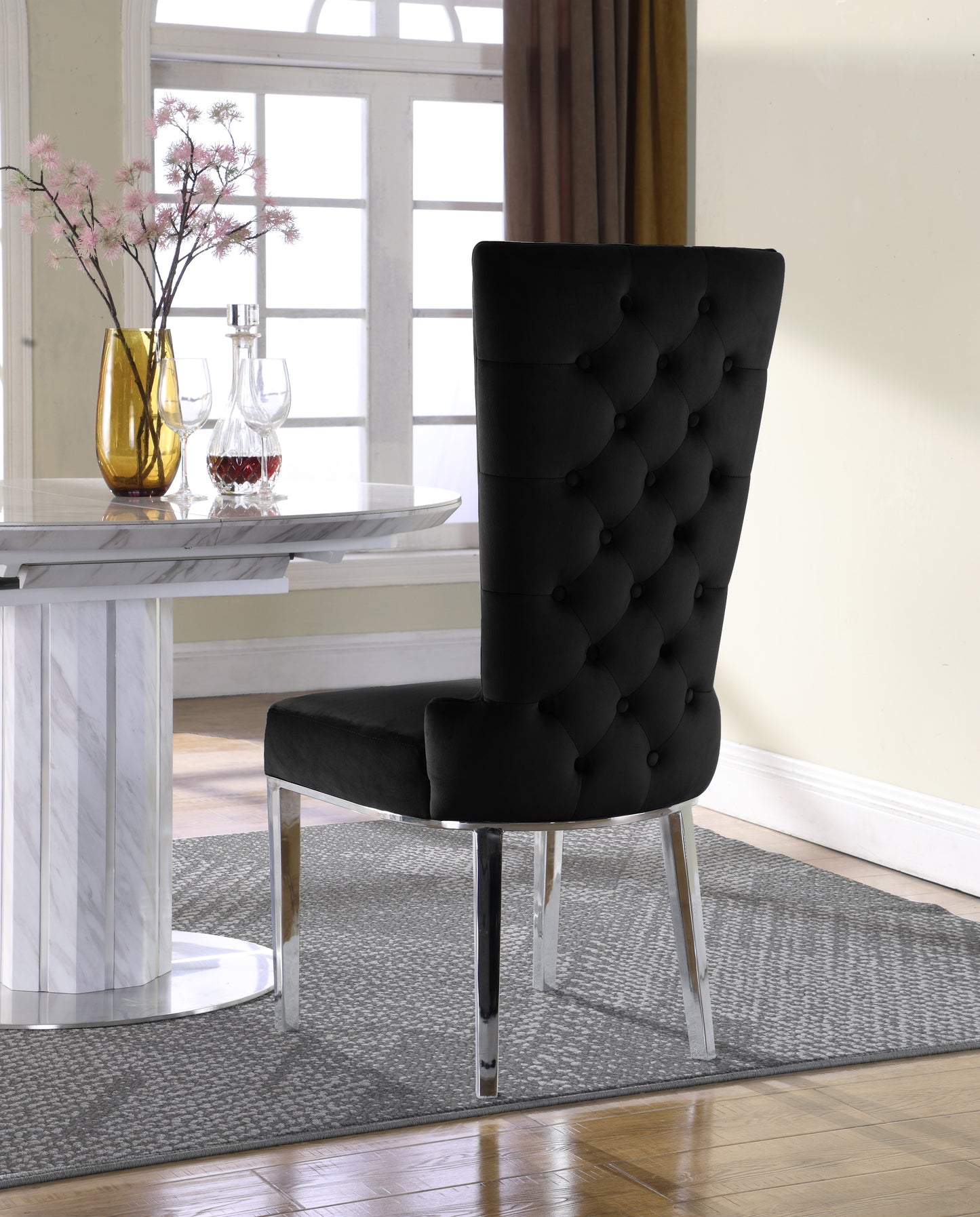 roy black velvet dining chair c