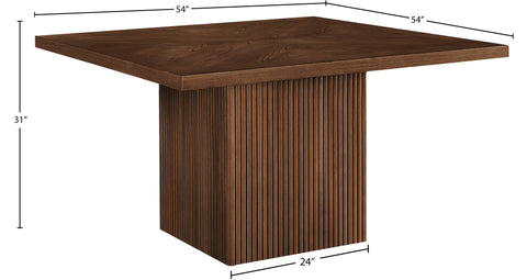 Willow 54" Brown Solid Wood and Oak Veneer Dining Table, 1 Piece