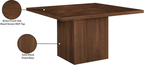 Willow 54" Brown Solid Wood and Oak Veneer Dining Table, 1 Piece
