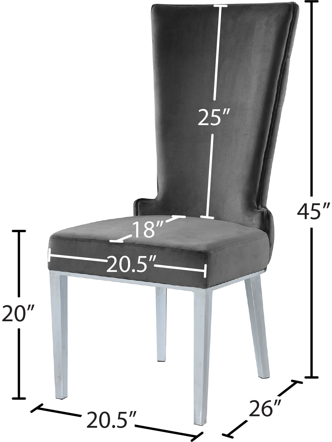 roy grey velvet dining chair c