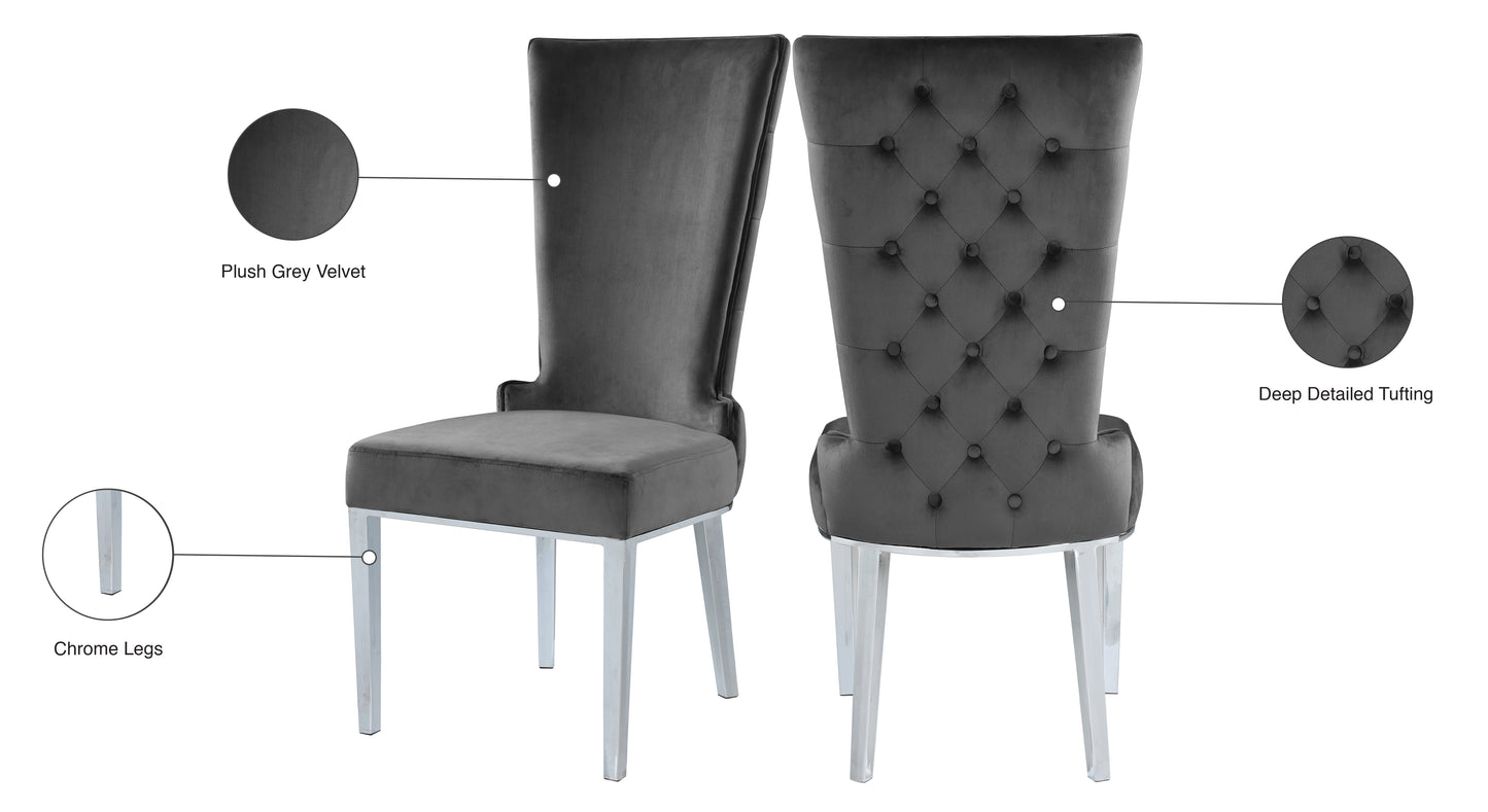 roy grey velvet dining chair c