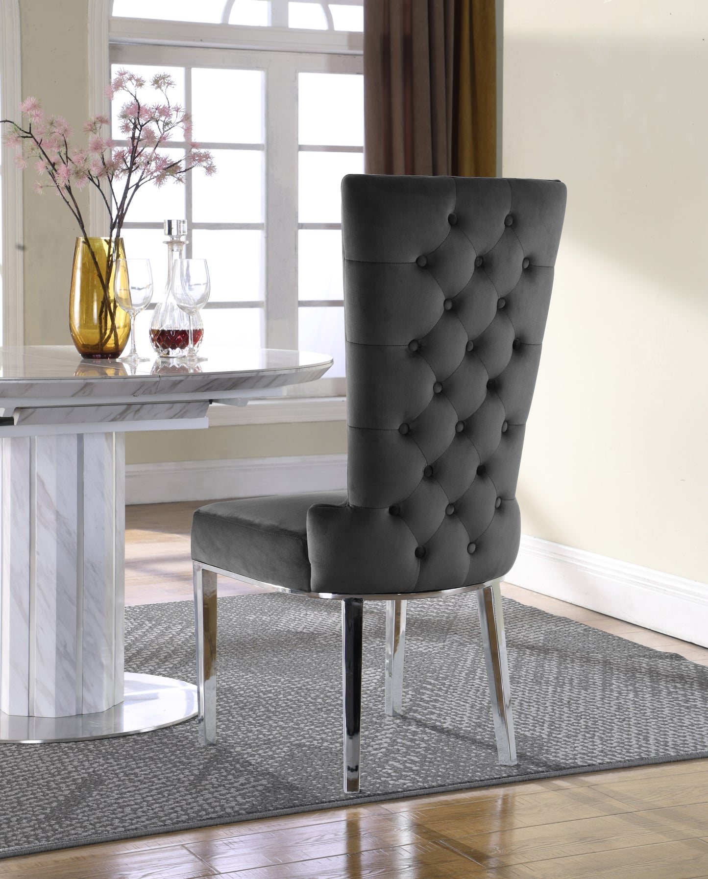 roy grey velvet dining chair c