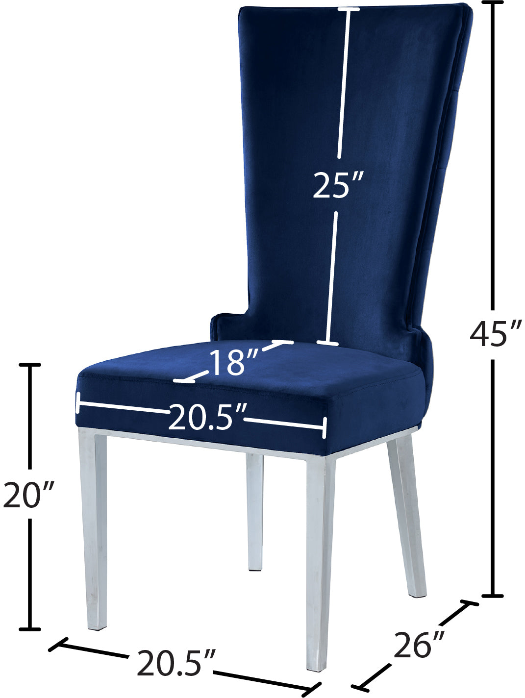 roy navy velvet dining chair c