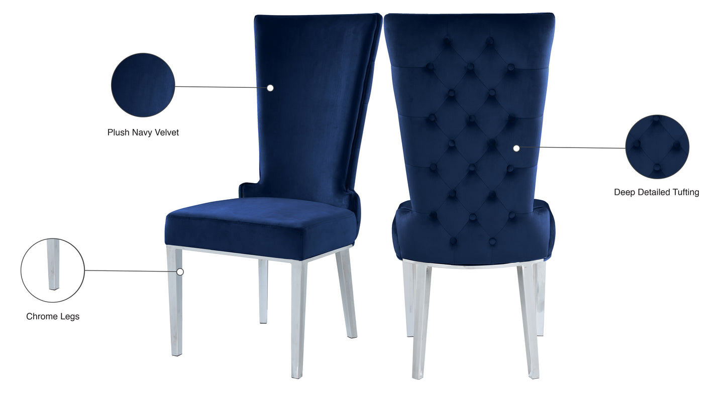 roy navy velvet dining chair c