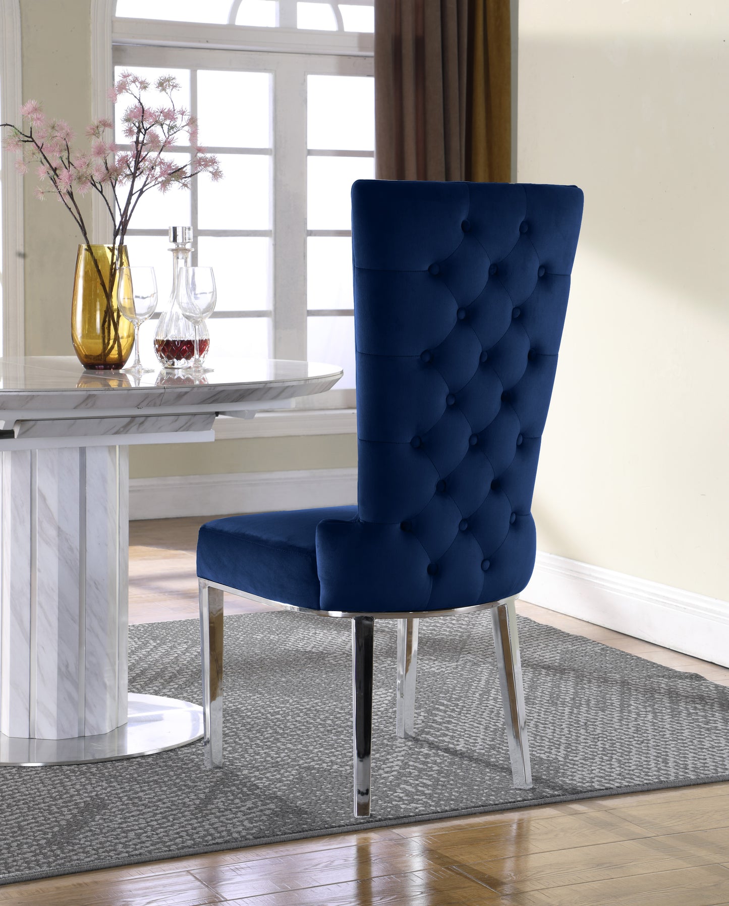 roy navy velvet dining chair c