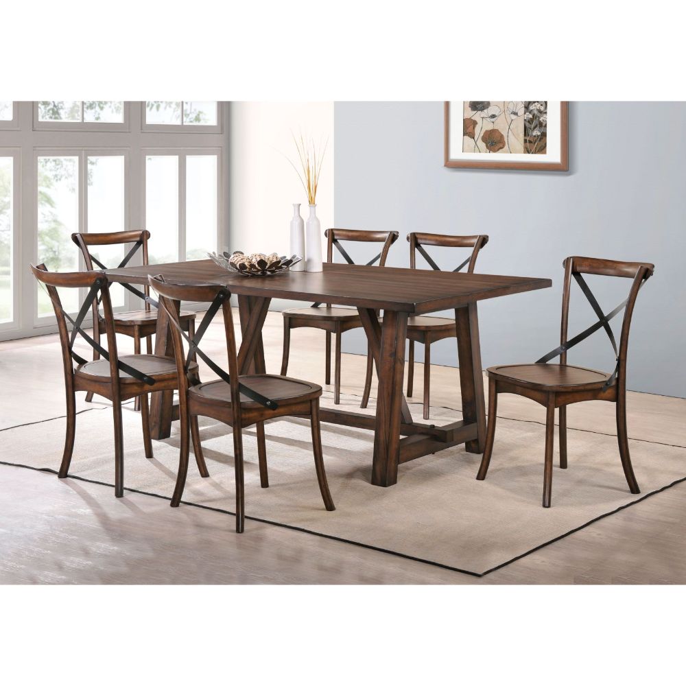 gaucho dining table, dark oak finish