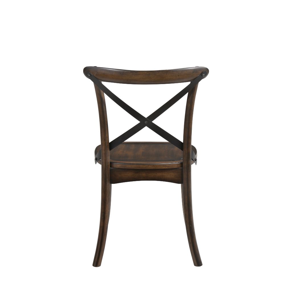 gaucho side chair (set-2), dark oak & black metal finish