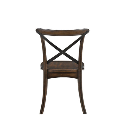 Gaucho Side Chair (Set-2), Dark Oak & Black Metal Finish