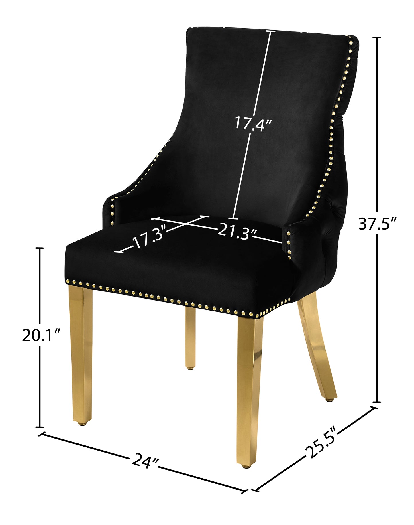 luna black velvet dining chair c