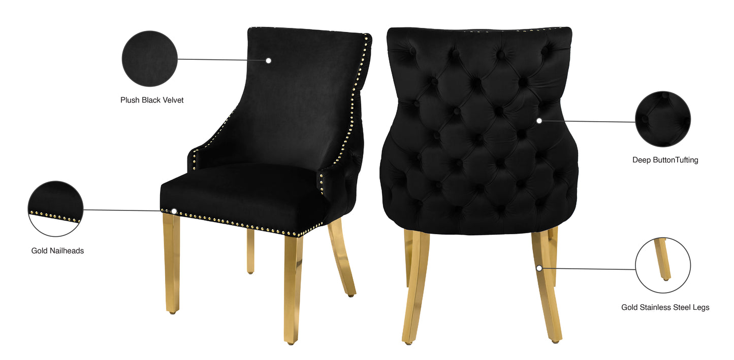 luna black velvet dining chair c