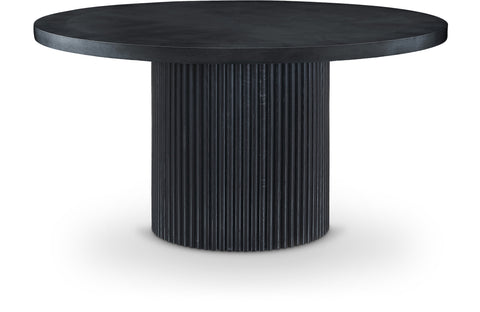 Willow 60" Black Solid Wood and Oak Veneer Dining Table, 1 Piece