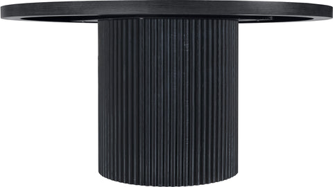 Willow 60" Black Solid Wood and Oak Veneer Dining Table, 1 Piece