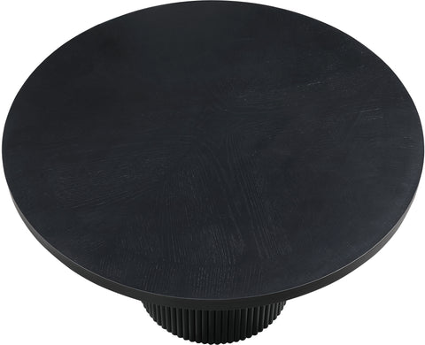 Willow 60" Black Solid Wood and Oak Veneer Dining Table, 1 Piece