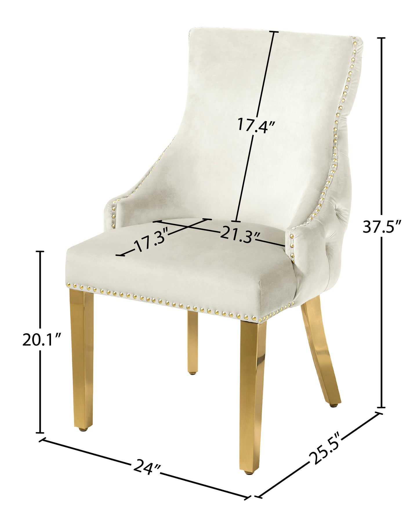 luna cream velvet dining chair c