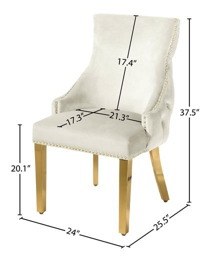 Luna Cream Velvet Dining Chair C