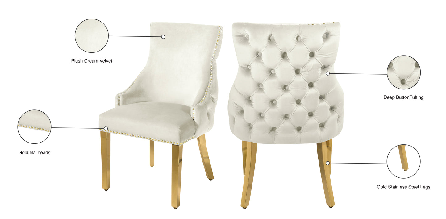 luna cream velvet dining chair c