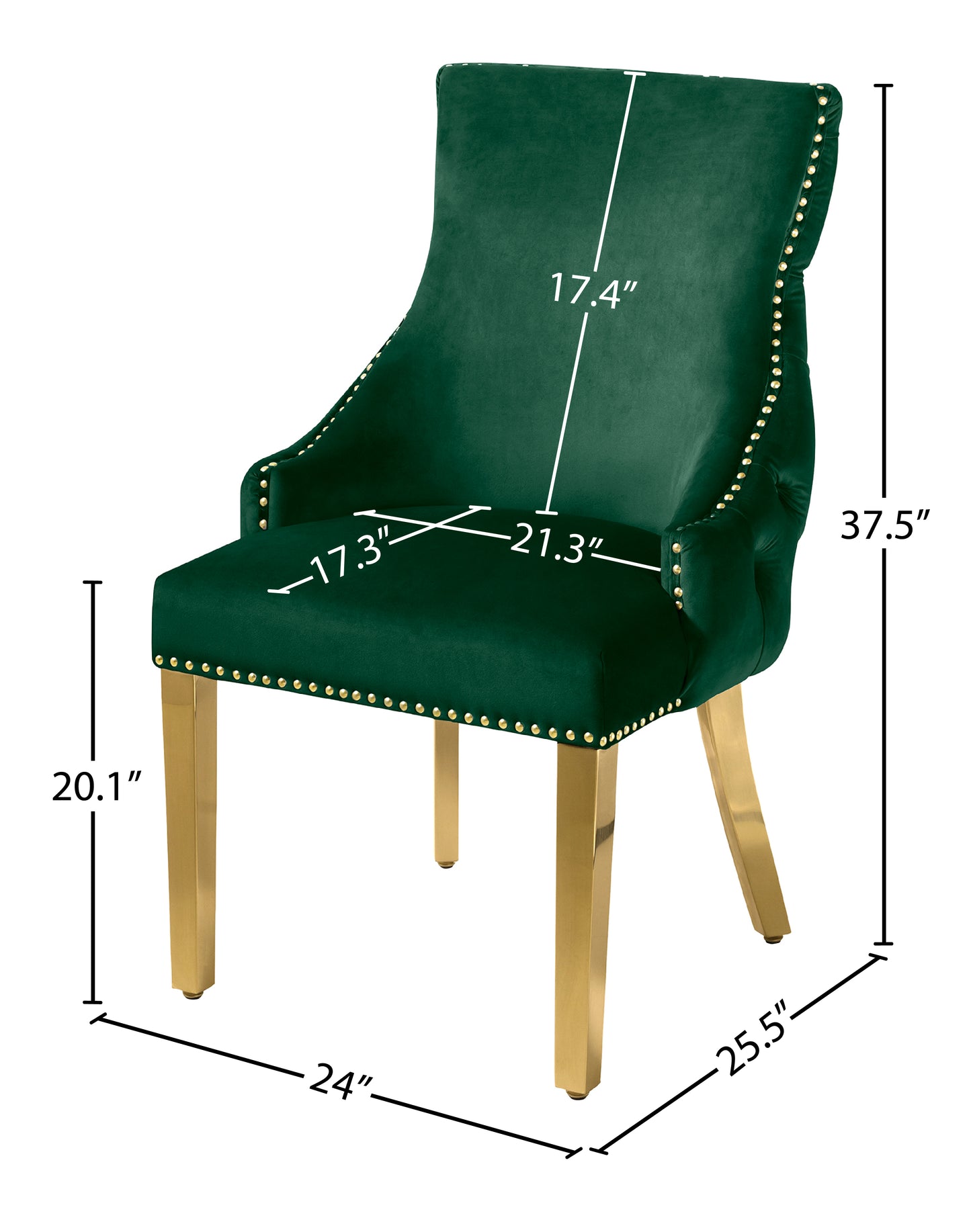 luna green velvet dining chair c